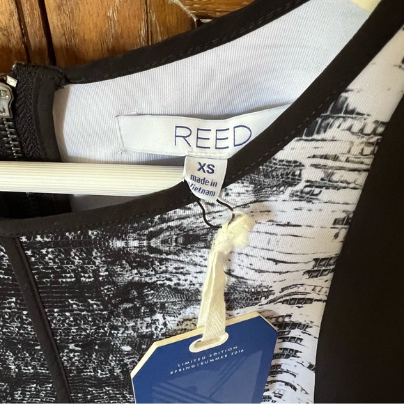 NWT - REED by Reed Krakoff Striped Scuba Sheath Dress BOA White Sleeveless - Picture 7 of 9